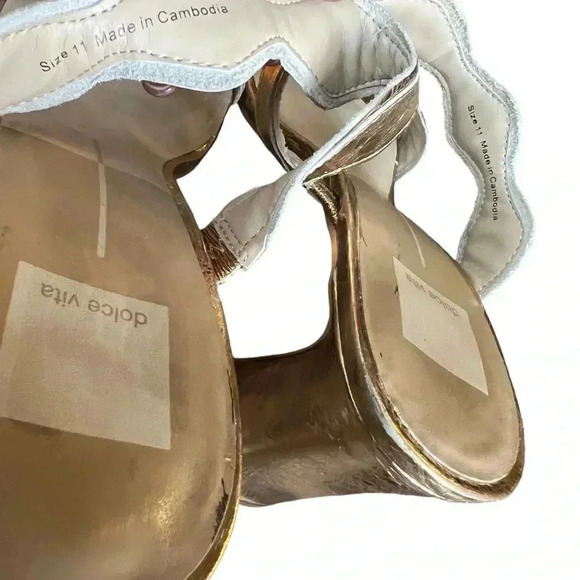 Dolce vita ILVA heels distressed gold leather slip on SZ 11 wedding bridal glam - Picture 12 of 13